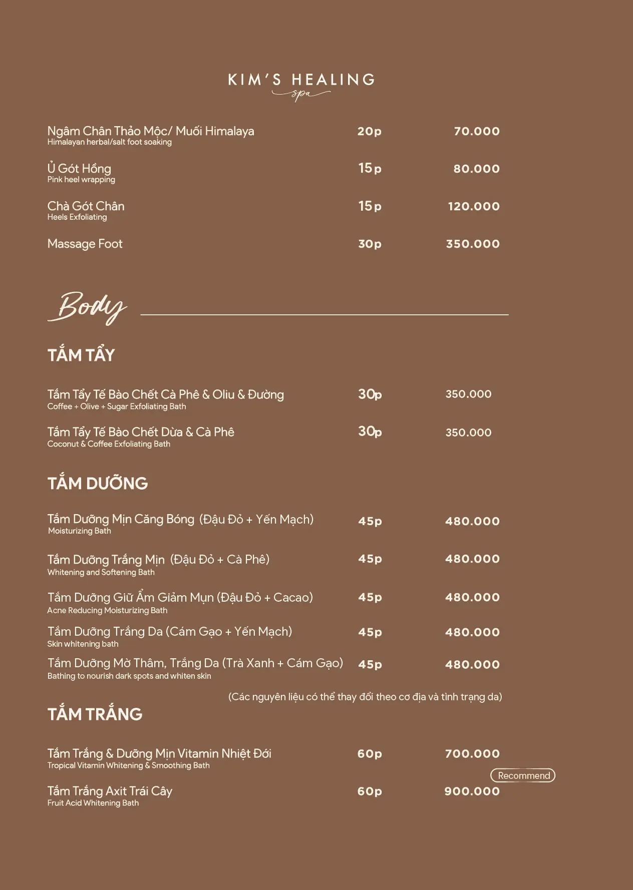 menu